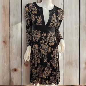 ❄️ 50% off winter Searle black gold V neck stretch boho chic bohemian dress S